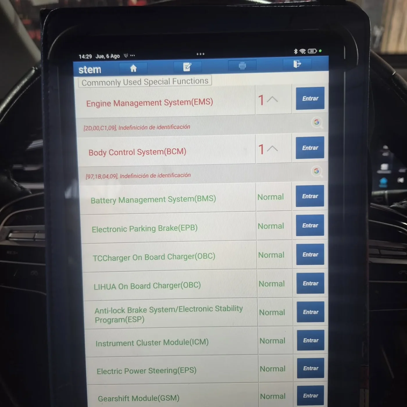 Diagnóstico automotriz realizado en The Cat Motors