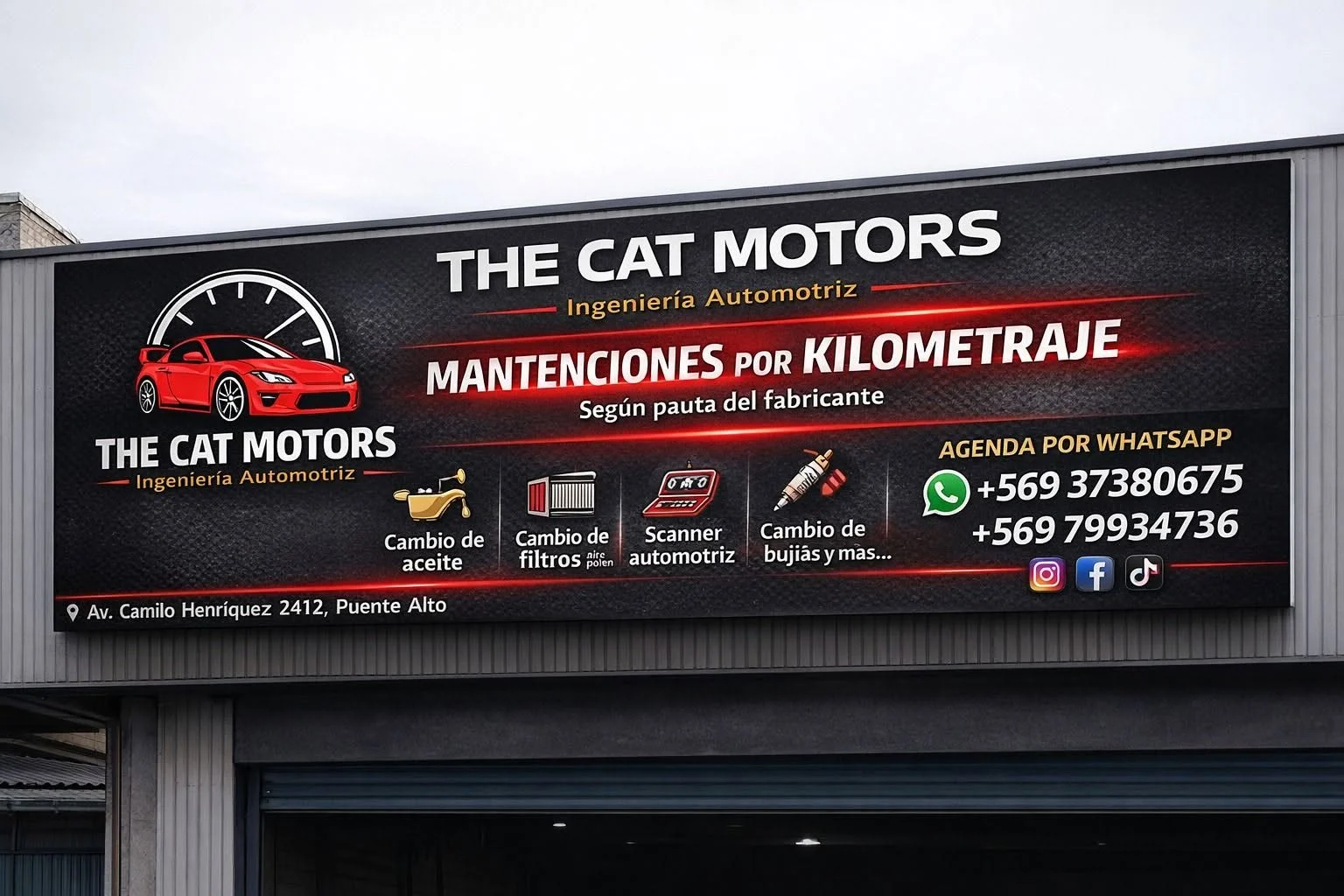 Fachada de The Cat Motors en Puente Alto